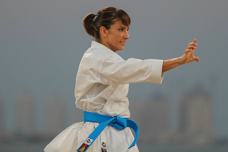 SANCHEZ Sandra (ESP) in women's final Qatar, Doha - 2019 October 13:SANCHEZ Sandra (ESP) in women's final - gold medal Karate Kata at Katara Beach during day three of the 1st ANOC World Beach Games Photo by Pelagia Karanikola / Laurel Photo Services